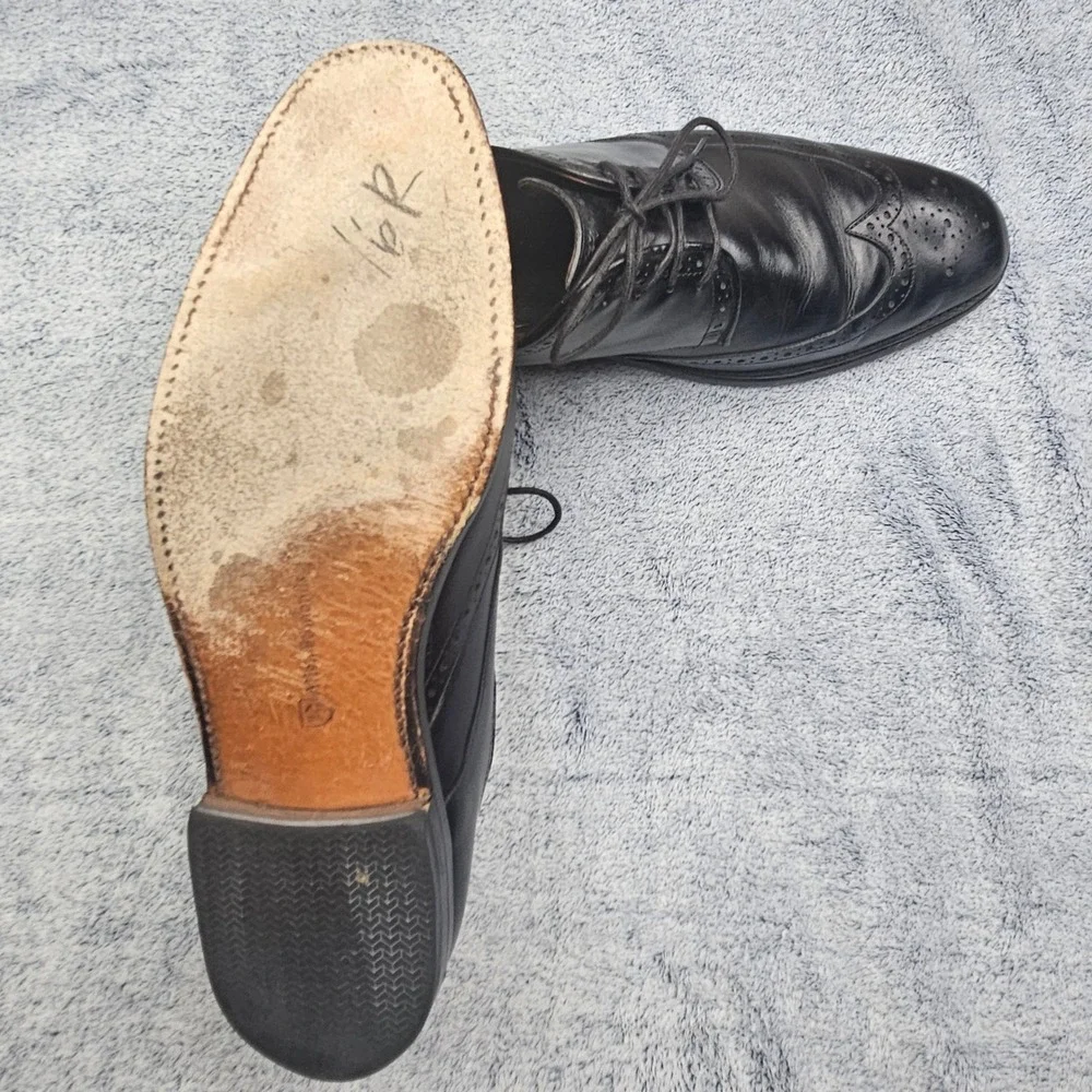 Allen Edmonds Bel Air Mens 12D Black Leather Wingtip Oxford Shoes USA Made Derby